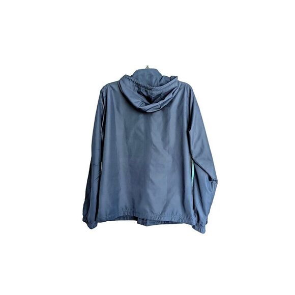 Adidas Womens Jacket Large Navy Blue Turquoise Windbreaker Lined Fall Autumn - Picture 4 of 7